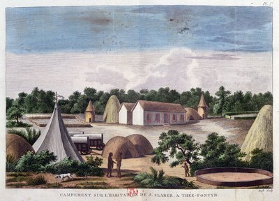 Campamento en la tierra de J. Slaber en Thee-Fontyn, de 